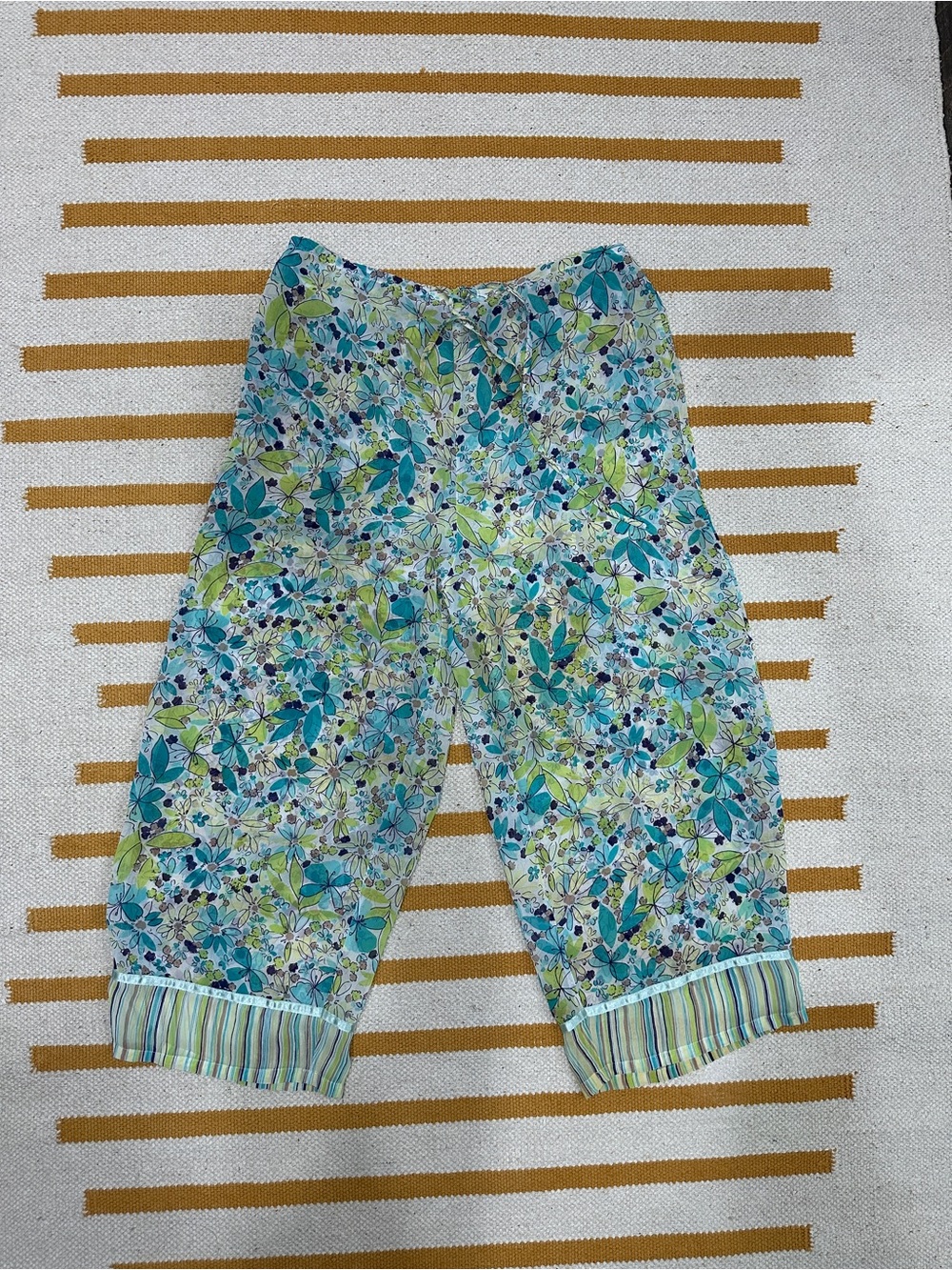 Vintage Semi-Sheer Floral Crop Pants